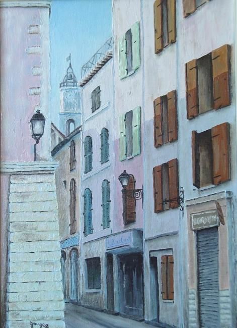 Painting titled "Une rue de Martigues" by Brigitte Grange, Original Artwork