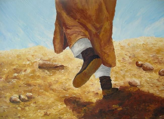 Pintura titulada "Marche dans le dése…" por Brigitte Grange, Obra de arte original