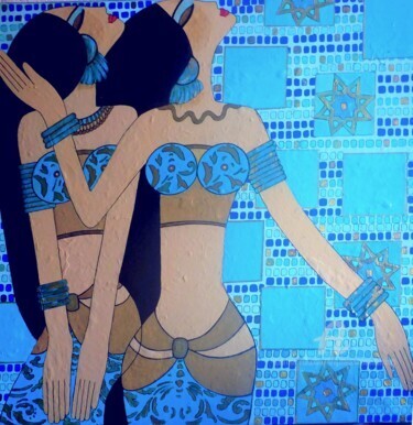 Peinture intitulée "Danseuses à La Mamo…" par Brigitte Jeanneau Bonnet, Œuvre d'art originale, Acrylique Monté sur Châssis e…