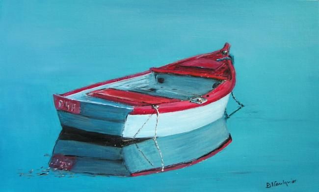 Painting titled "dans le port de Mol…" by Brigitte Lacombe-Foulquier, Original Artwork