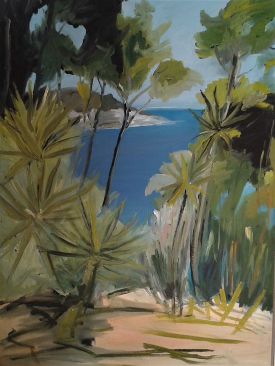 Peinture intitulée "Calanques" par Brigitte Starckmann, Œuvre d'art originale, Huile