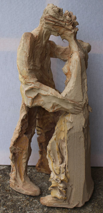 Sculpture titled "Fusion / deep conne…" by Brigitt Fleury, Original Artwork, Ceramics