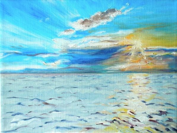 Painting titled "Sunset" by Brigitte Kohlhepp, Original Artwork