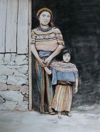 Malerei mit dem Titel "Indians" von Brigitte Kohlhepp, Original-Kunstwerk