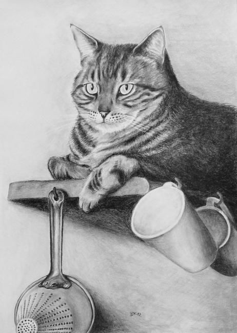 Painting titled "Cat IV" by Brigitte Kohlhepp, Original Artwork