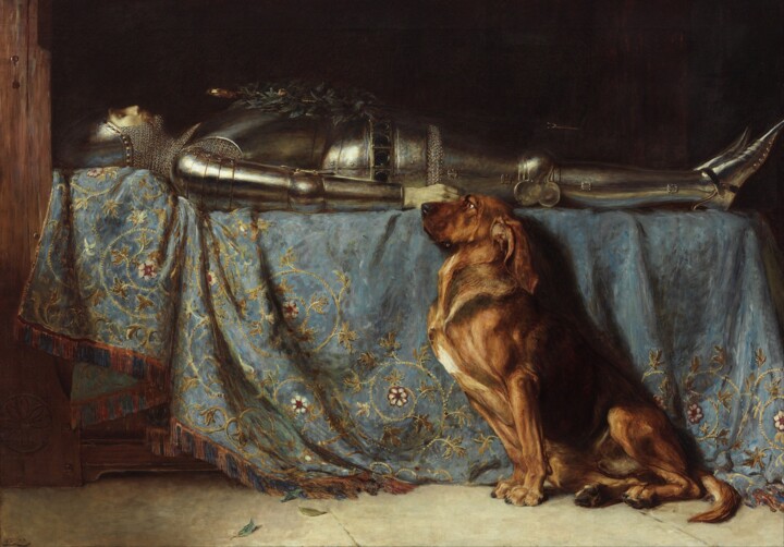 Painting titled "Requiescat" by Briton Rivière, Original Artwork, Oil