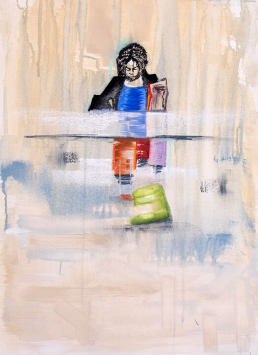 Рисунок под названием "Museum Contemplation" - Brittany Ellis, Подлинное произведение искусства, Мел