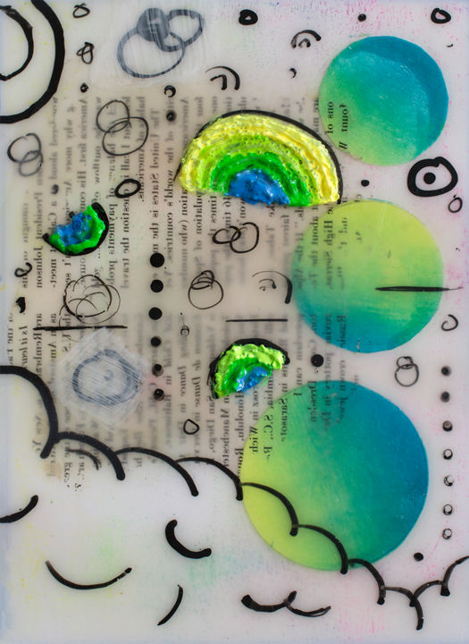 Painting titled "Happy Clouds" by Brittany Ellis, Original Art, Acrylic