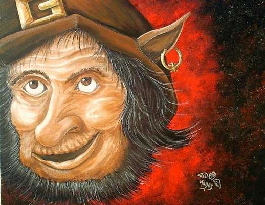 Peinture intitulée "lutin rigolard" par Manos Libre, Œuvre d'art originale