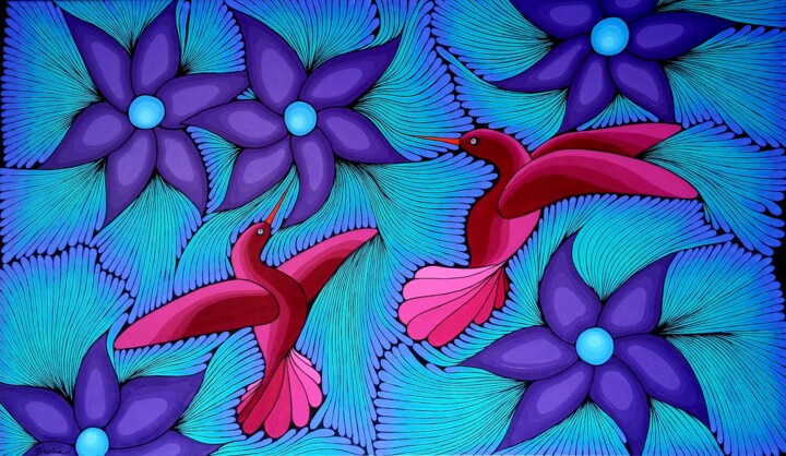 Malerei mit dem Titel "Spirit Dancers" von Brona Wingell, Original-Kunstwerk, Acryl