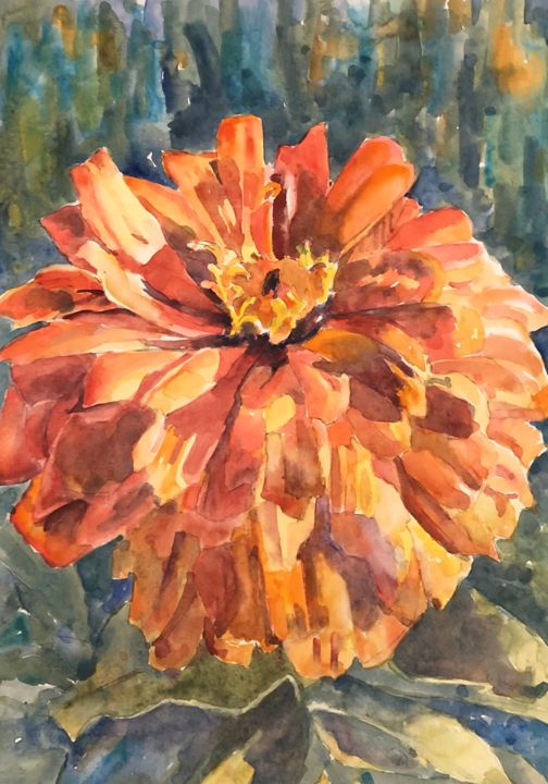 Painting titled "End of Summer Blooms" by Bronwen Jones, Original Art, Watercolor
