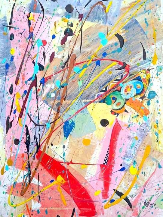 Pittura intitolato "Abstract 07 "Untitl…" da Bronwen Evans, Opera d'arte originale, Acrilico