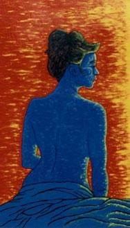 Картина под названием "blue hotel" - Laurent Broussouloux, Подлинное произведение искусства, Масло