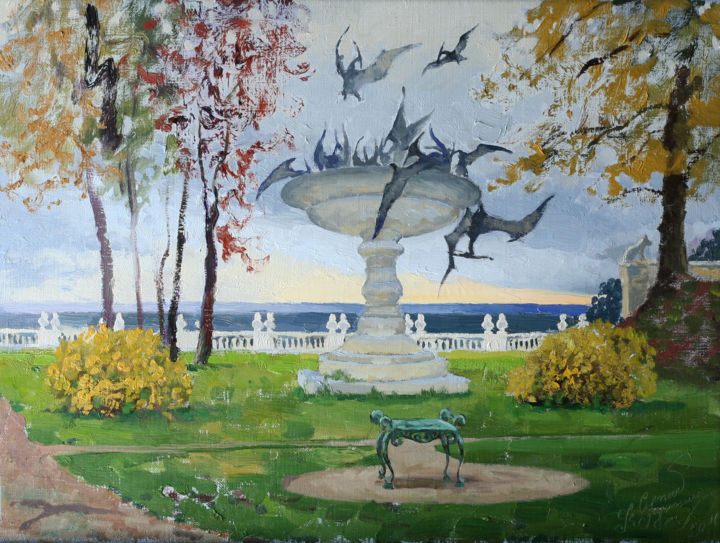 Peinture intitulée "In the evening at t…" par Сергей Крупкин, Œuvre d'art originale, Huile