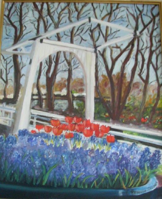 Peinture intitulée "a Keukenhof hollande" par Evelyne Broquin-Decorte, Œuvre d'art originale