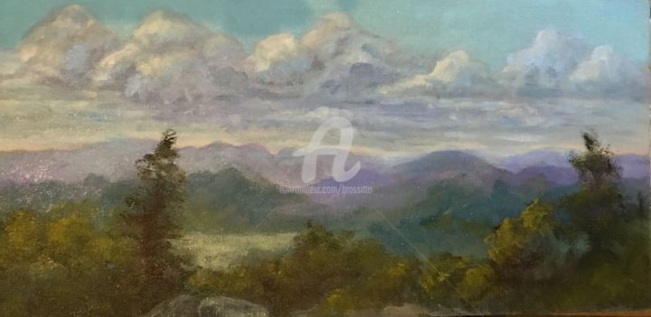 Painting titled "catskill mountain v…" by B.Rossitto, Original Artwork, Oil Mounted on Other rigid panel