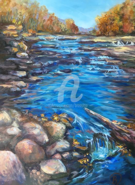 Painting titled "Salmon River Blues…" by B.Rossitto, Original Artwork, Oil