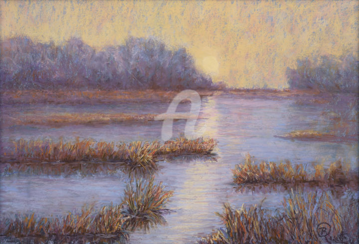 Painting titled "Colors of the Winte…" by B.Rossitto, Original Artwork, Pastel Mounted on Other rigid panel