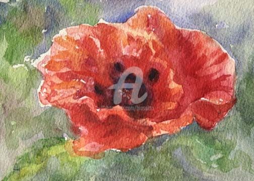 「Poppy 2008 #1」というタイトルの絵画 B.Rossittoによって, オリジナルのアートワーク, オイル