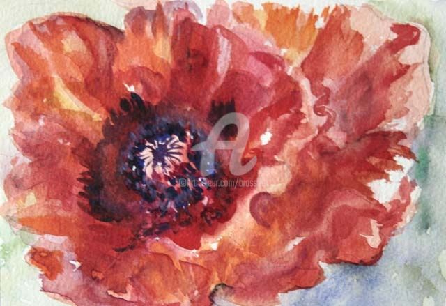 Painting titled "Poppy 2008 #2" by B.Rossitto, Original Artwork, Watercolor