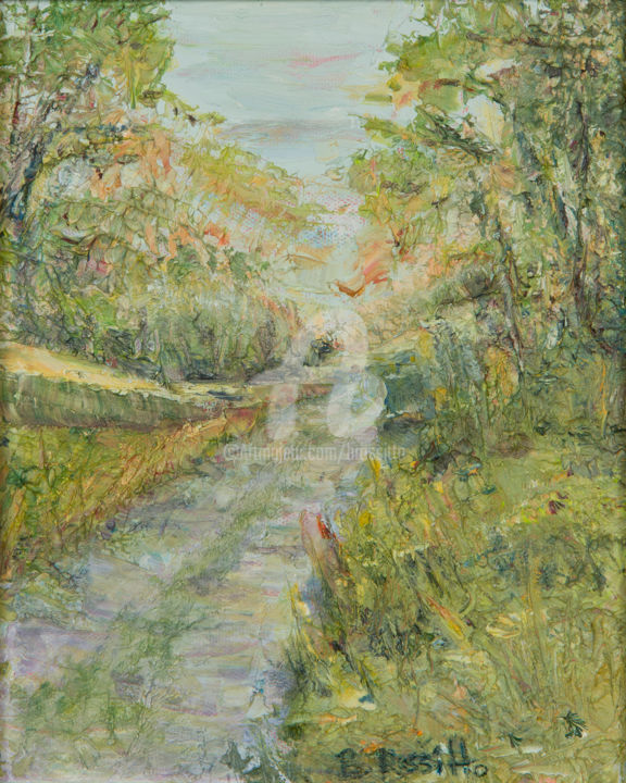 Painting titled "Country Path Sunset" by B.Rossitto, Original Artwork, Oil