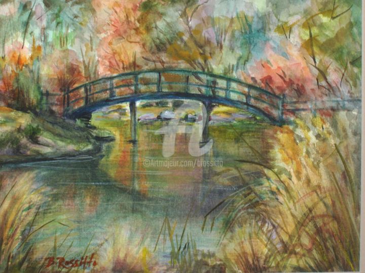 Painting titled "The Bridge at Botan…" by B.Rossitto, Original Artwork, Oil