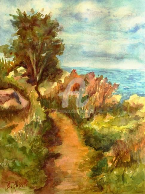 Painting titled "Hammonasset Trail (…" by B.Rossitto, Original Artwork, Watercolor