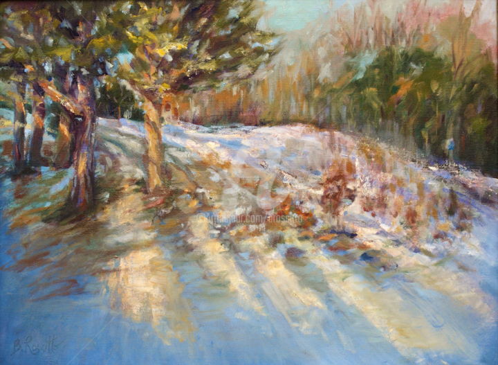 Painting titled "Sunlight thru the C…" by B.Rossitto, Original Artwork, Oil Mounted on Wood Panel