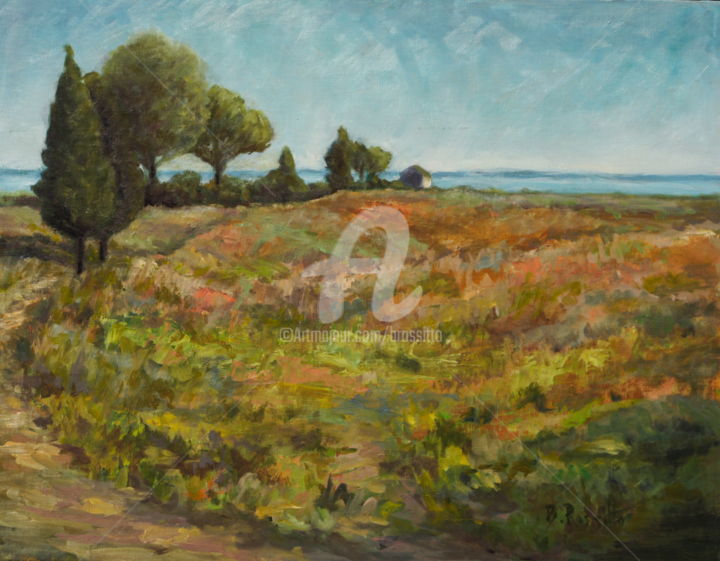 Painting titled "Last Days of Summer" by B.Rossitto, Original Artwork, Oil Mounted on Other rigid panel