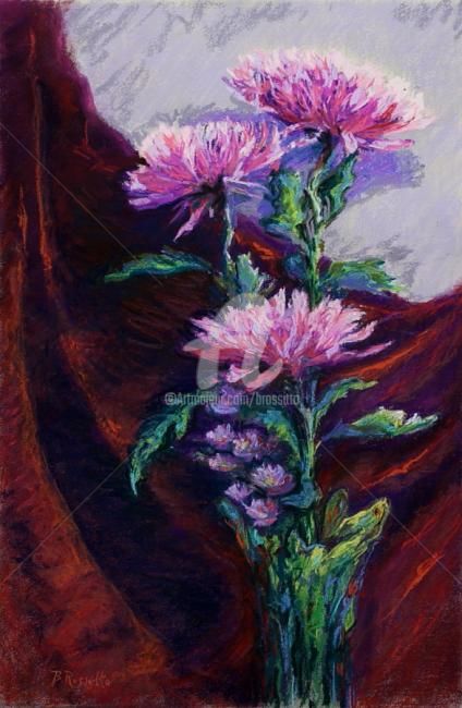 Painting titled "Spider Mums" by B.Rossitto, Original Artwork, Oil