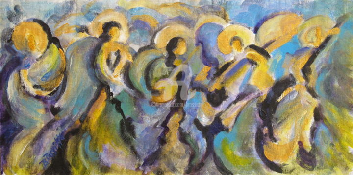 Painting titled "Angelic Symphony" by B.Rossitto, Original Artwork, Acrylic Mounted on Wood Panel