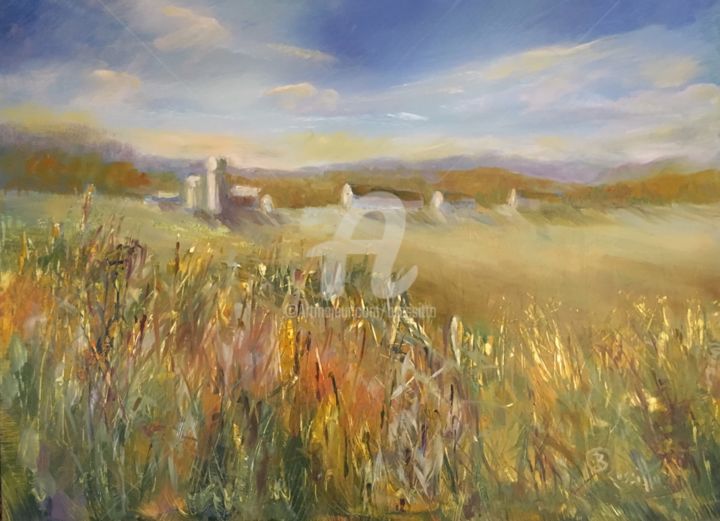 Painting titled "Disappearing Landsc…" by B.Rossitto, Original Artwork, Oil Mounted on Aluminium