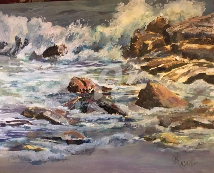 Painting titled "Tumultuous" by B.Rossitto, Original Artwork, Oil Mounted on Other rigid panel