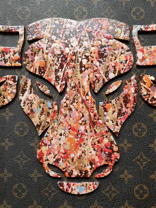 Premium AI Image  A digital painting of a louis vuitton logo with flowers  on the top.