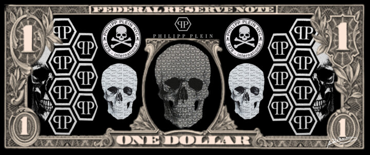 Printmaking titled "Philipp Plein dolla…" by Brother X, Original Artwork, Digital Print Mounted on Aluminium