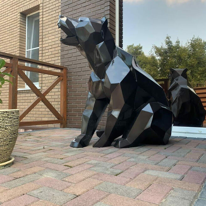 Skulptur mit dem Titel "Медведь в чёрном гл…" von Brothers Of Metal, Original-Kunstwerk, Metalle