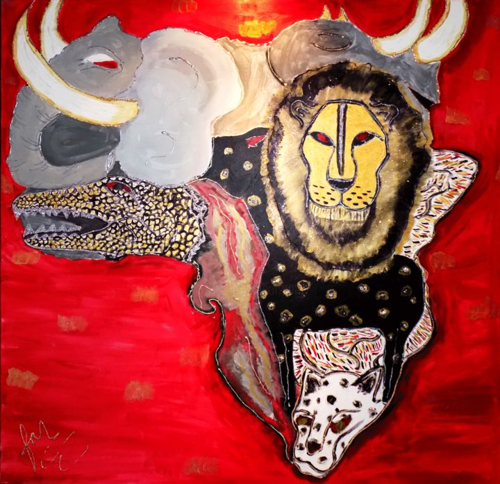 Painting titled "Africa by: Fonda Ro…" by Brown Tree Art House, Original Artwork, Acrylic