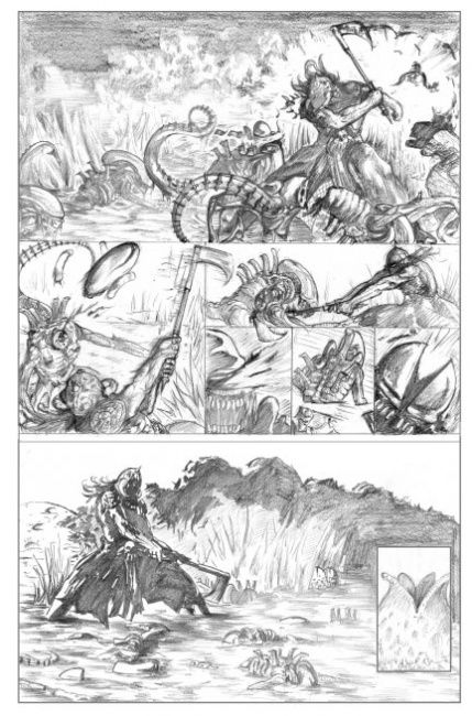 Dessin intitulée "Death Dealer pg3" par Tony Guaraldi-Brown, Œuvre d'art originale