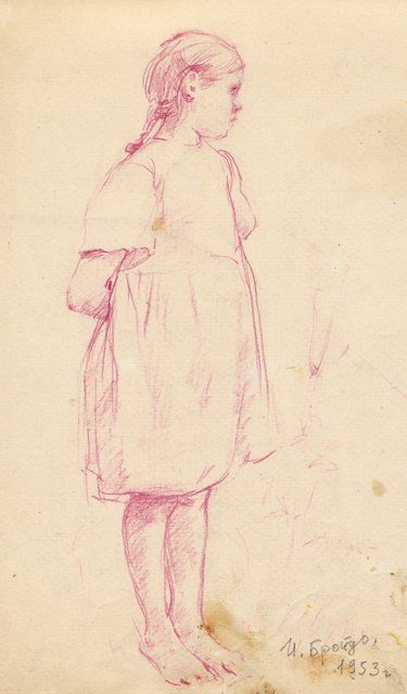 Drawing titled "Shy girl" by Irina Broydo, Original Art,