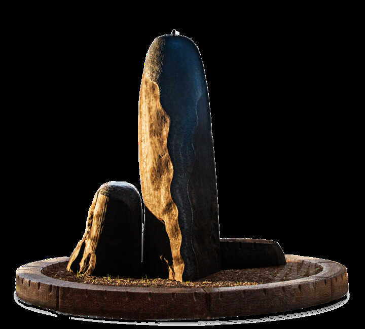 Sculpture titled "MOON CIRCLE" by Bruce Johnson, Original Art, Wood