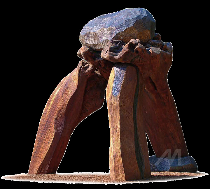 Escultura titulada "OFFERING" por Bruce Johnson, Obra de arte original, Madera