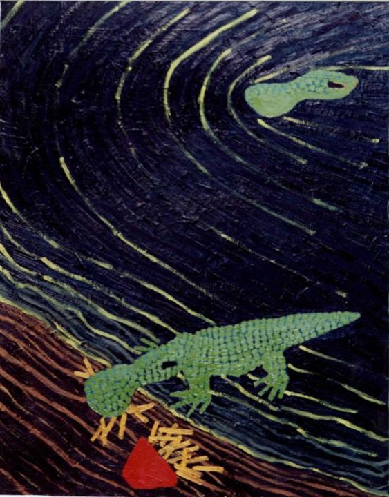 Peinture intitulée "Croco mac do" par Bruce Beaudou, Œuvre d'art originale, Huile