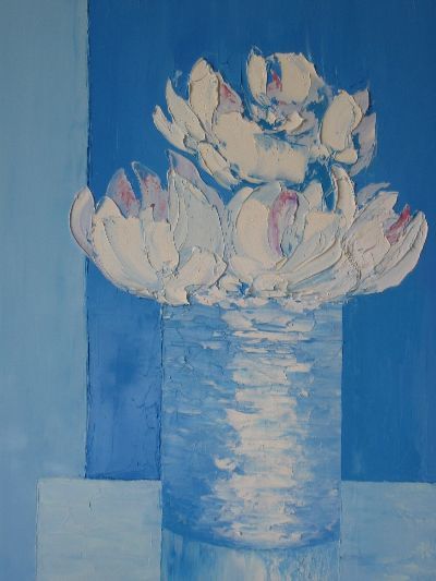Peinture intitulée "Le bouquet blanc" par Pierre Bruet, Œuvre d'art originale