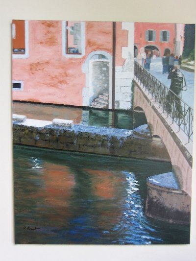 Peinture intitulée "Annecy - au pont mo…" par Pierre Bruet, Œuvre d'art originale