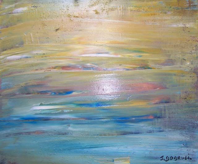 Painting titled "HORIZON" by Jacqueline Dobrugi, Original Artwork, Oil