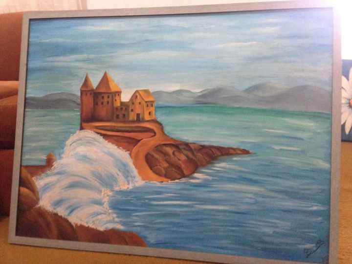 Painting titled "Castle" by Bruna Januario, Original Artwork