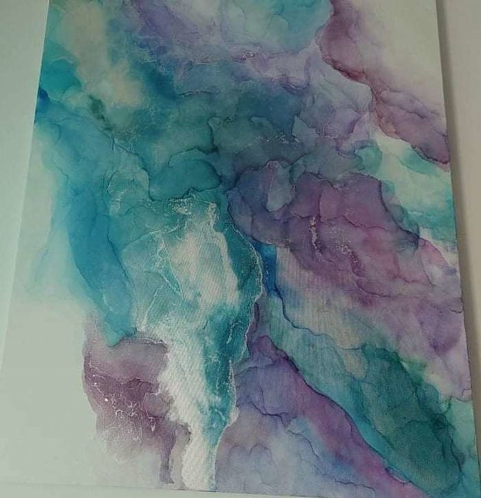 Painting titled "Waterline" by Julia Gudym, Original Artwork, Acrylic
