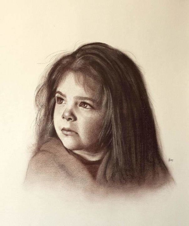 Drawing titled "Amelia" by Brunella Neri, Original Artwork, Conté