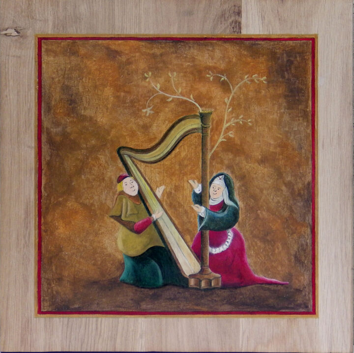 Pittura intitolato "L'amour courtois" da Bruno Aimetti, Opera d'arte originale, Olio