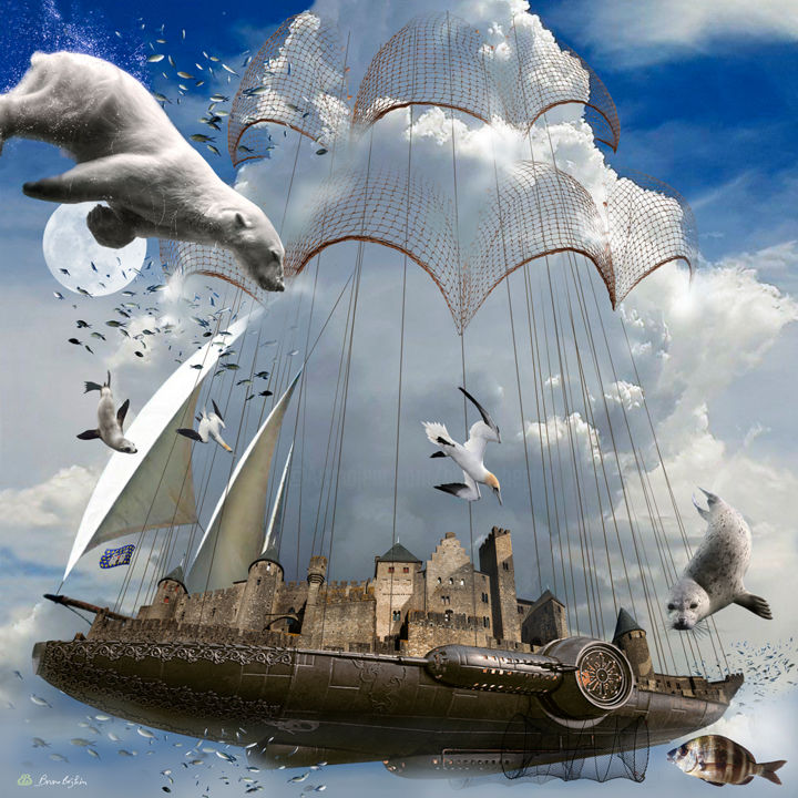 Digital Arts titled "Pourquoi moi ?" by Bruno Béghin, Original Art, Photo Montage Mounted on Aluminium